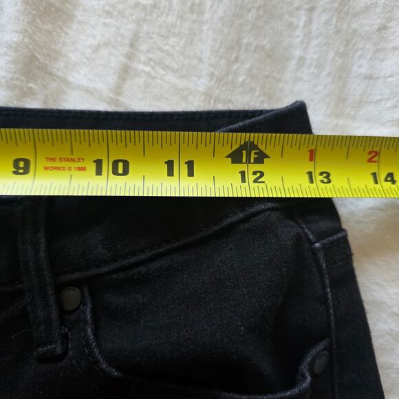 Quince Stretch High Rise Kick Flare Jeans Cropped Black Size 26 Organic Cotton - Picture 9 of 11